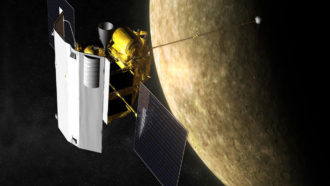 MESSENGER spacecraft orbiting Mercury