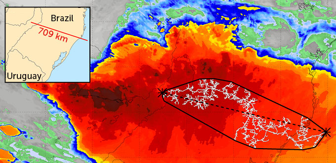 satellite image of lightning strike