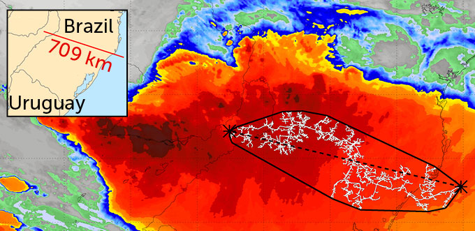 Two lightning megaflashes shattered distance and duration records