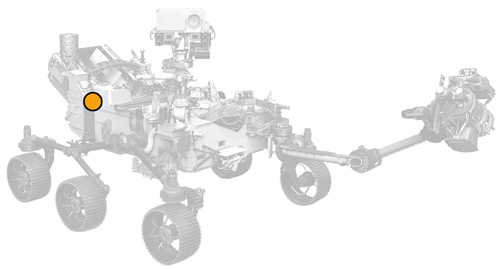 icon of Perseverance rover with dot on Rimfax location