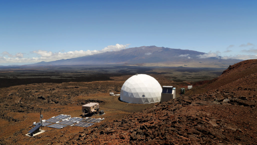 aerial photo of a dome on Mauna Loa