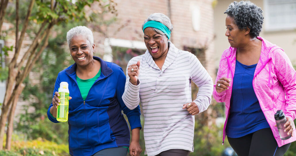 Three women running