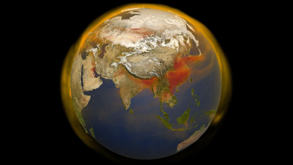 Methane in earth's atmosphere illustration