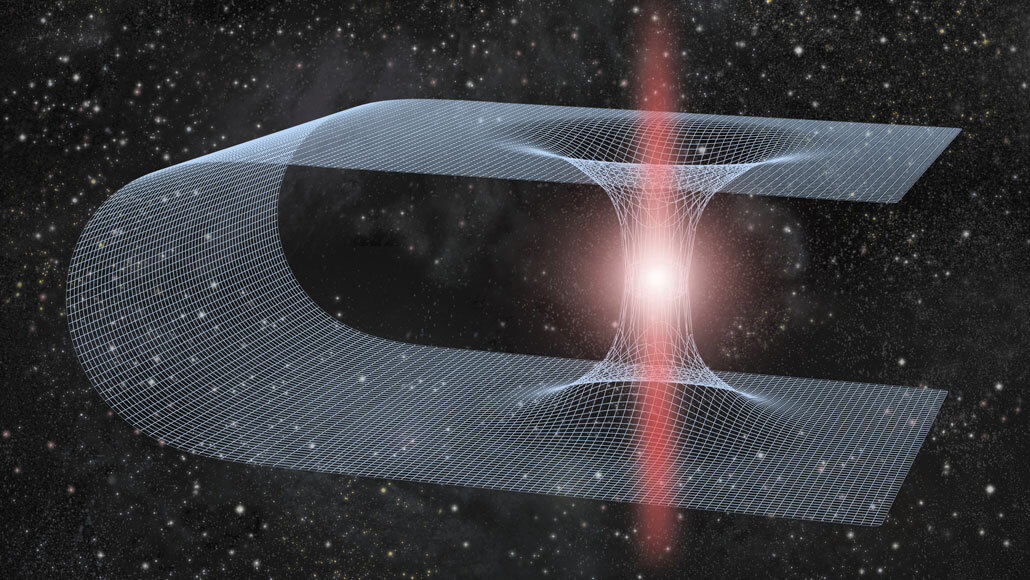 A black hole circling a wormhole would emit weird gravitational waves |  Science News