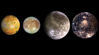 Photos of the four largest moons of Jupiter
