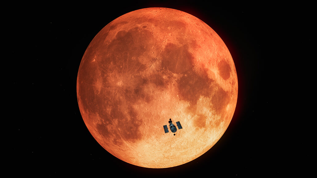 Hubble Space Telescope during total lunar eclipse