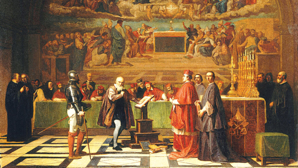 Painting of Galileo's trial