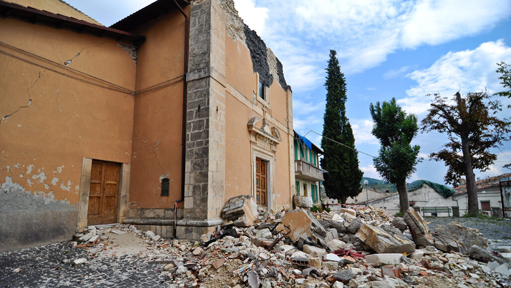 earthquake damage in L’Aquila, Italy