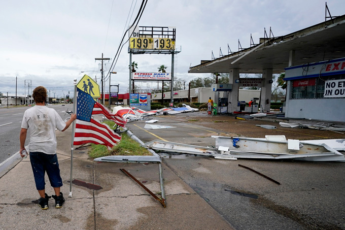 hurricane debris in Lake Charles, Louisiana