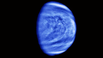 Partial image of Venus, which appears blue and swirly
