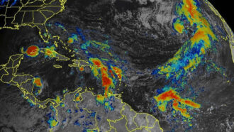 Subtropical Storm Theta in radar