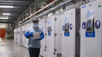 Freezers at a Pfizer facility