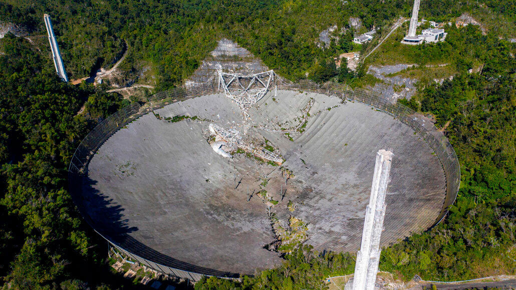 Ineengestorte Arecibo-telescoop