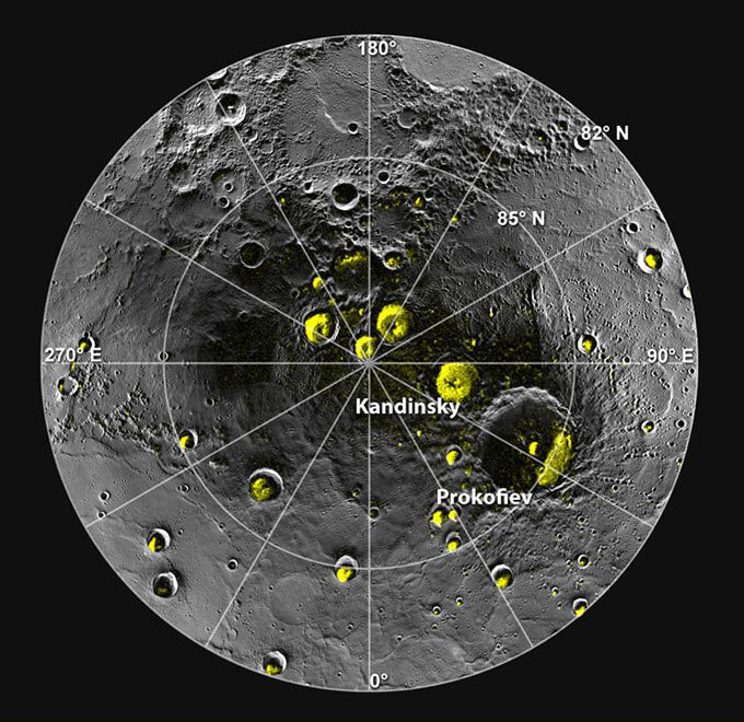De noordpool van Mercurius