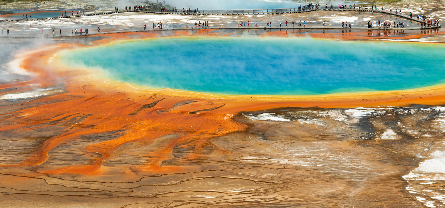 Yellowstone National Park hot spot with people