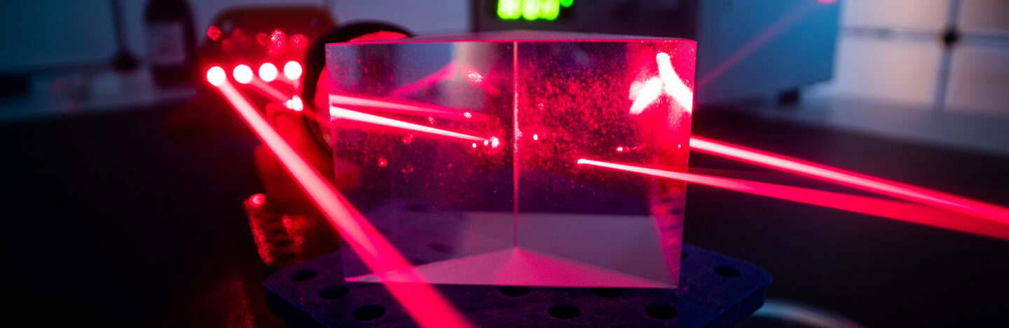 red laser in optics lab