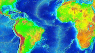 false-color map of Mid-Atlantic Ridge