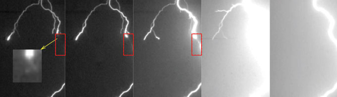 images of lightning formation over time