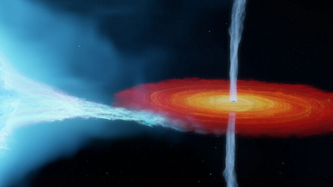 illustration of Cygnus X-1 black hole slurping mass off companion star