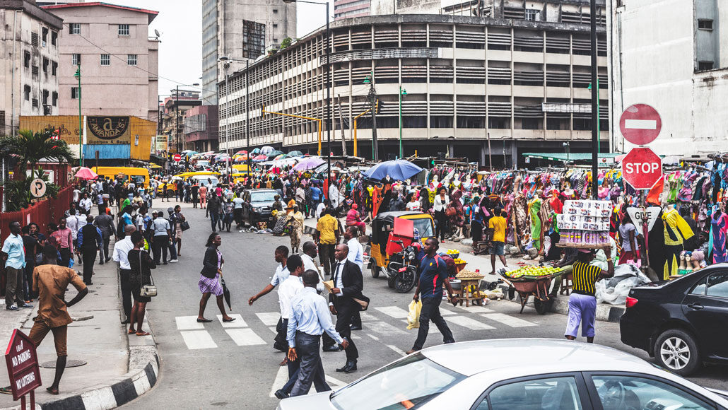 straatbeeld in Lagos, Nigeria