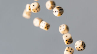 dice scattered in the air