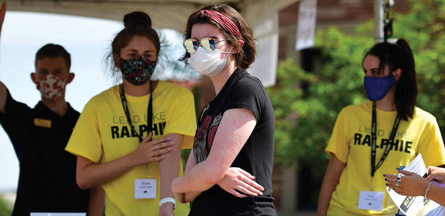 masked students on the UC Boulder campus