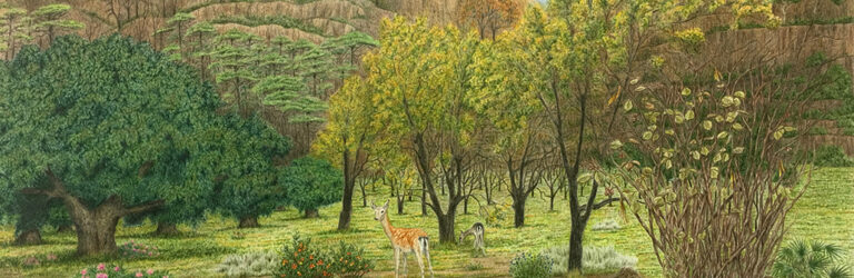 painting of a Neandertal man and child on the Iberian plains