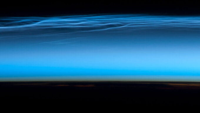 noctilucent cloud as seen from International Space Station