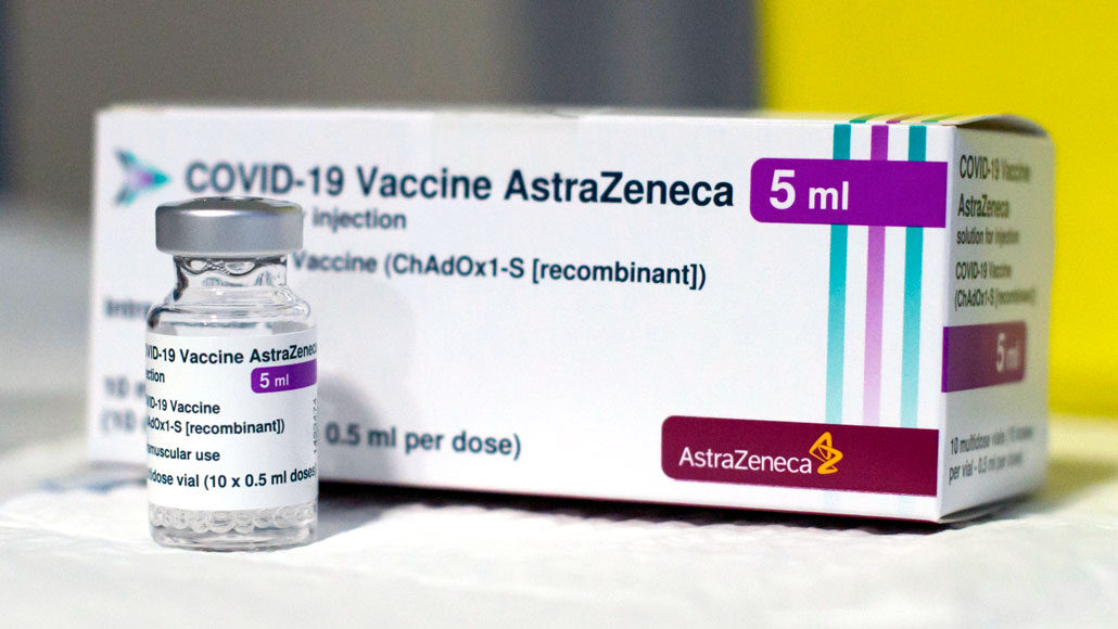 vial and box of AstraZeneca’s COVID-19 vaccine