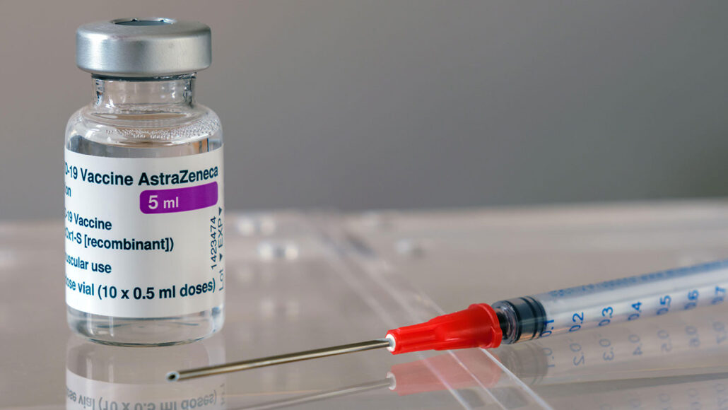 AstraZeneca vaccine vial with syringe