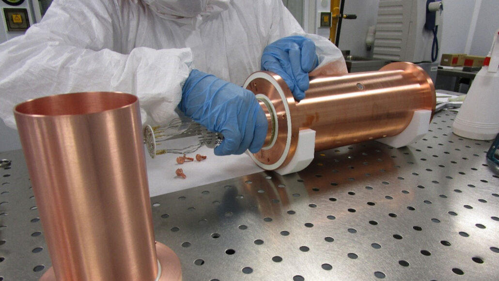 scientist working on a module from the ANAIS experiment