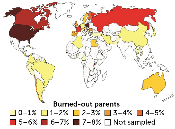 map of parental burnout rates across the globe