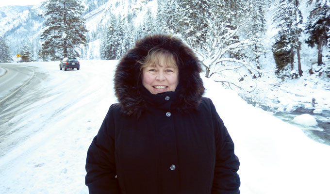 Hayley Gudgin standing in the snow