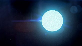 illustration of a neutron star as a bright orb on a black background