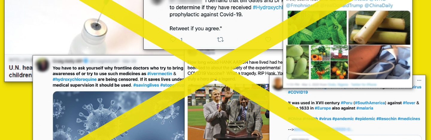 collage of tweets and facebook posts with a big "X" over them