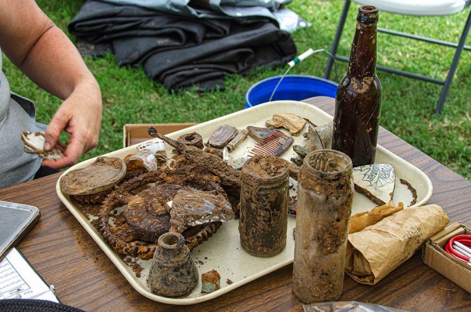 artifacts sit on a table