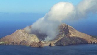 image of smoke above Whakaari volcano