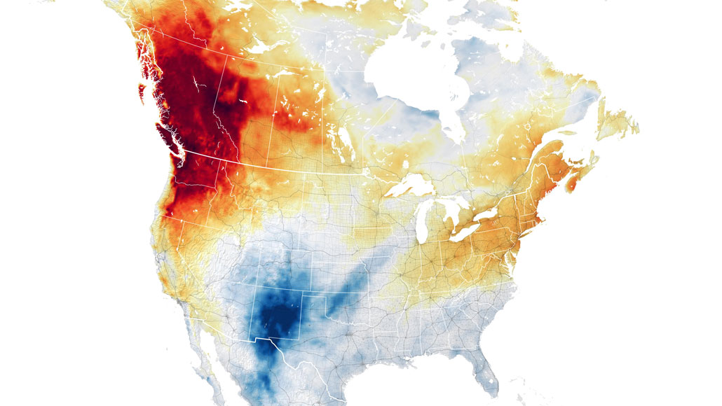 map of the heat wave that hit the Pacific Northwestern United States in June