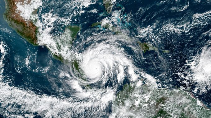 a satellite photo of a hurricane over Central America