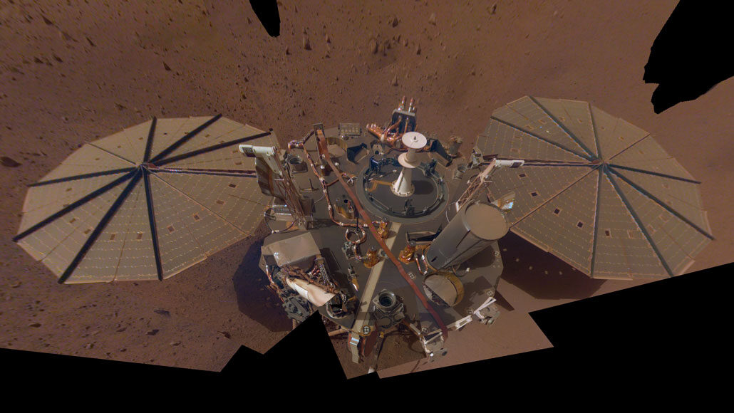 afbeelding van InSight Lander op Mars