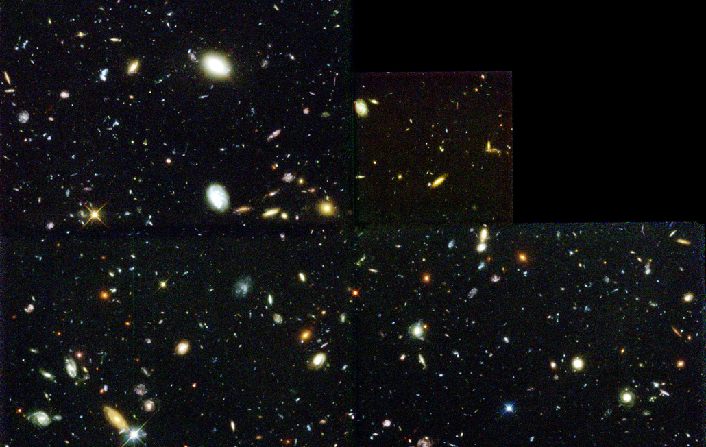 galaxies as specks on a black background