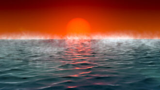 illustration of a steamy ocean horizon