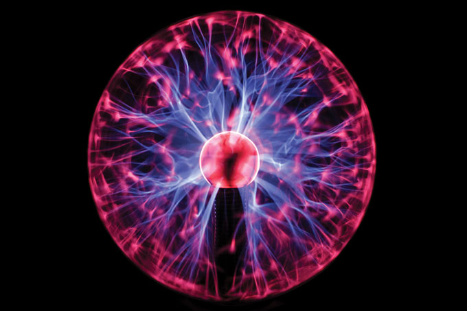 pink and purple plasma ball