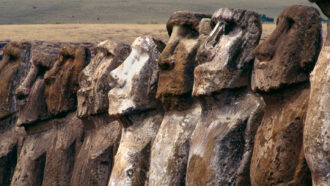 image of a row of statues on Easter Island