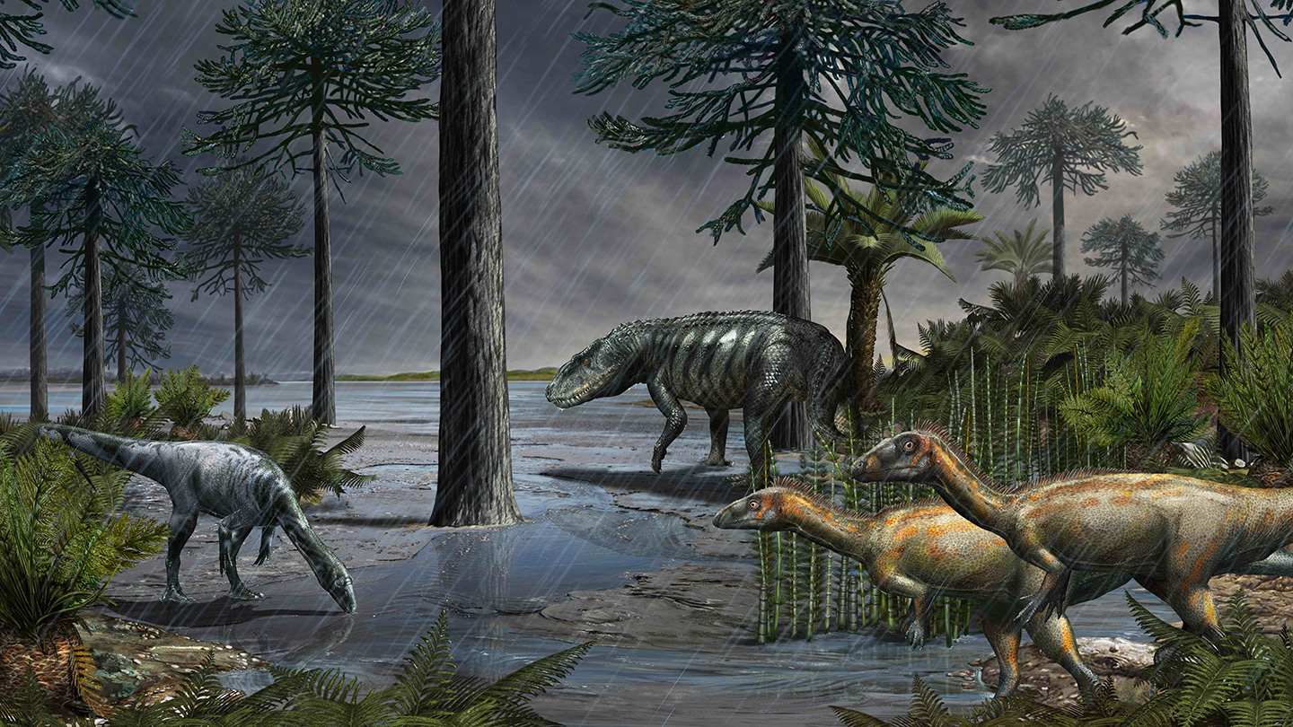 A volcano-induced rainy period made Earth's climate dinosaur-friendly