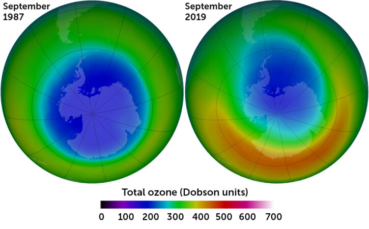 Ozone hole images 1980(ish) to 2019