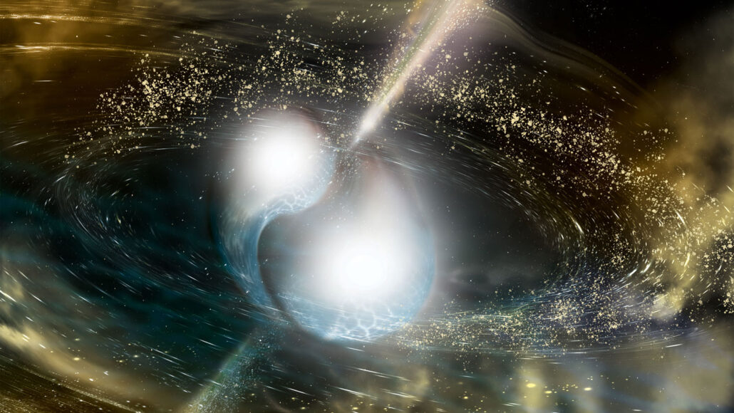 illustration of two cars neutron stars colliding