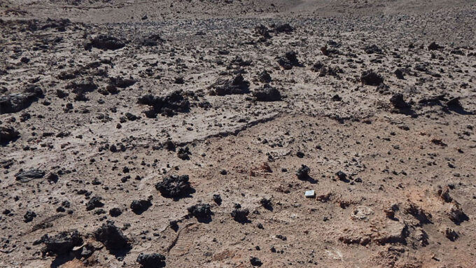 barren landscape with chunks that look like rocks