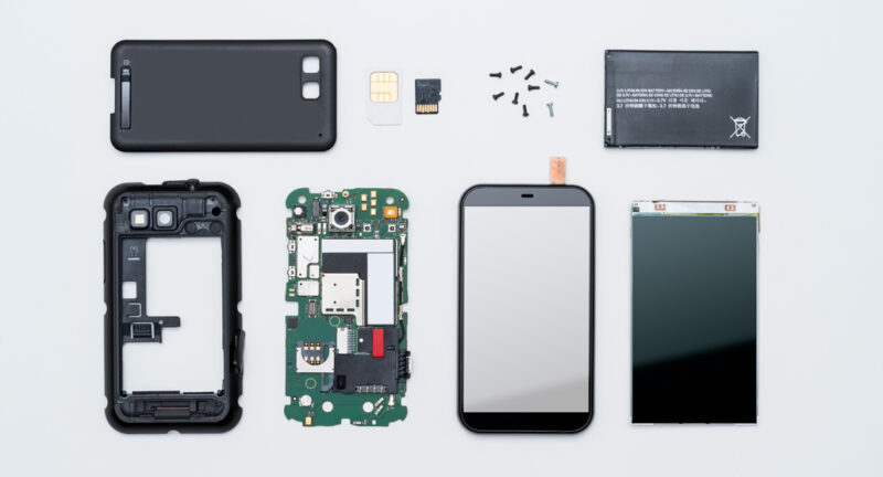 the individual parts of a smartphone