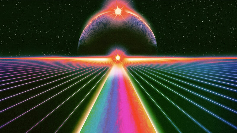 Illustration of rainbow in space